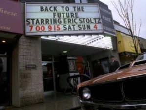 A billboard crediting Stoltz as the star of Back to the Future
